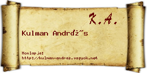 Kulman András névjegykártya